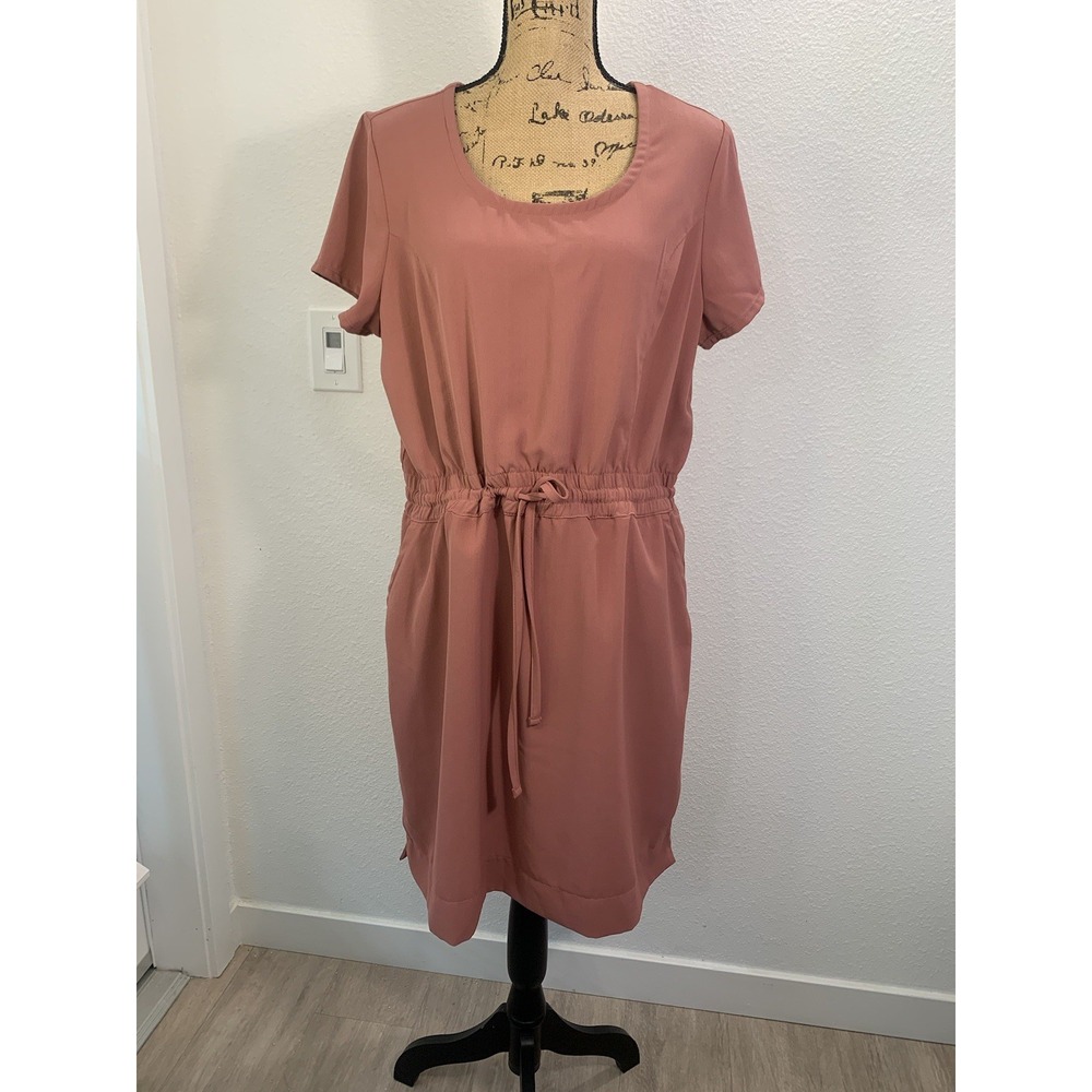 (F-186)32° Cool Women’s Pink Dress Size L Short Sleeve Drawstring Waist Pockets - Picture 2 of 8